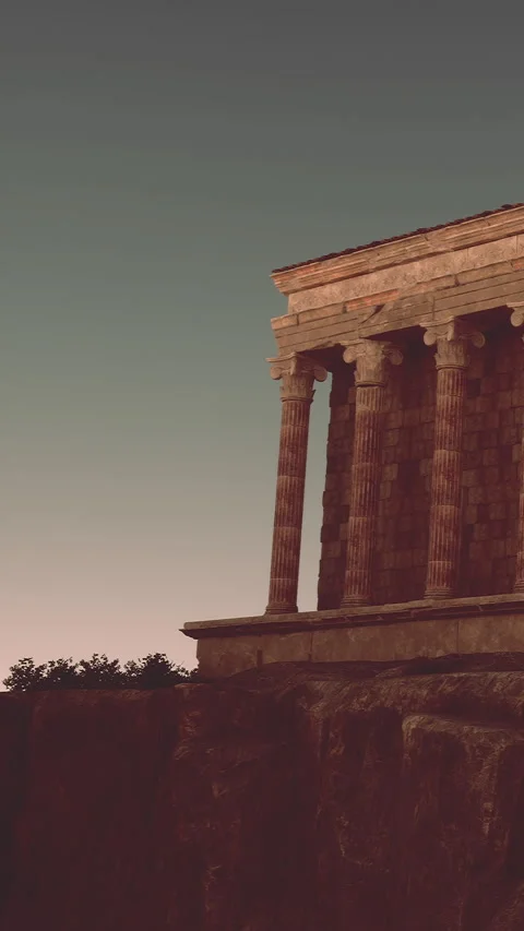 Ancient temple structure stands tall against evening sky in Greece Video stock 339779904