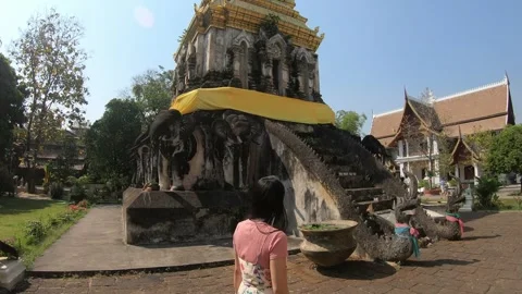 Ancient Temple Surrounded by Lush Gardens Stock Footage 314450205