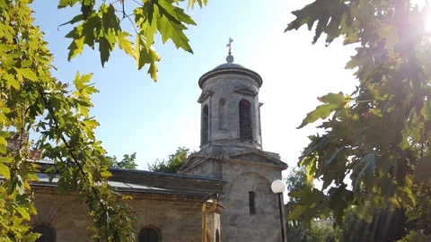 The ancient temple. Tower. Left tree. Sunny day. 動画素材 115789065
