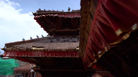 Ancient temples and palaces of Kathmandu Durbar Square in Kathmandu, Nepal Stock Footage 337230827