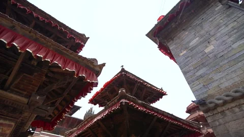 Ancient temples and palaces of Kathmandu Durbar Square in Kathmandu, Nepal Stock Footage 337230837