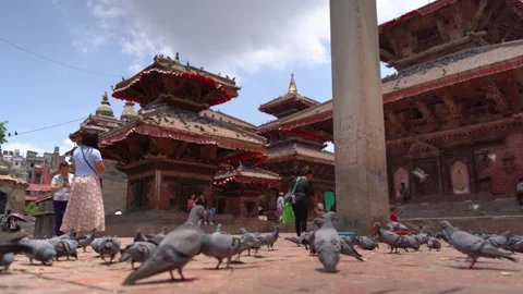Ancient temples and palaces of Kathmandu Durbar Square Stock Footage 337234483