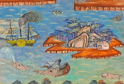 Ancient thai mural Stock Photos