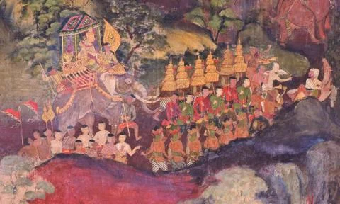 Ancient thai mural Stock Photos