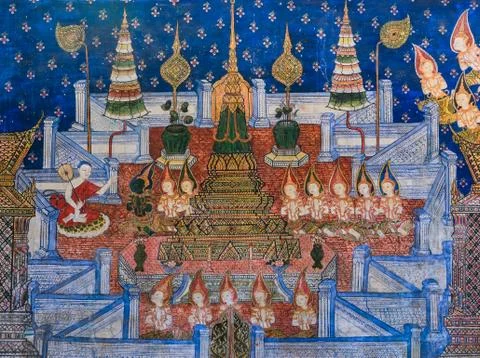Ancient thai mural Stock Photos