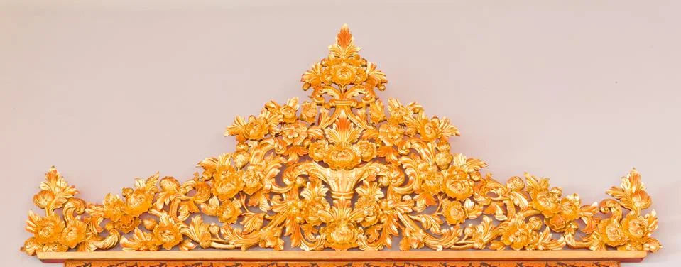 Ancient thai style sclupture on temple wall Stock Photos
