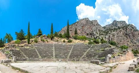 Ancient theater in Delphi Foto stock