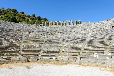 Ancient theater of Perge. Side. Turkey. Antalya. Ruins of the ancient city of Stock Photos