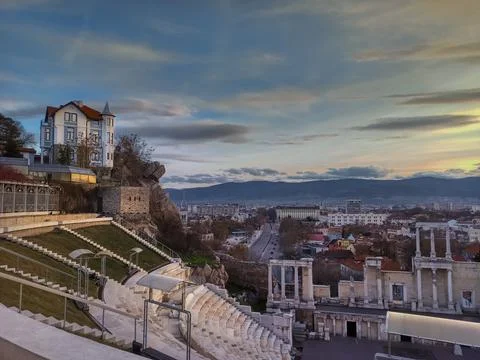 The ancient theater of Philippopolis Stock Photos