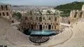 Ancient theatre near a Parthenon temple, Athenian Acropolis, Greece HD Footage