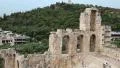 Ancient theatre near a Parthenon temple, Athenian Acropolis, Greece HD Footage