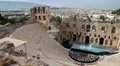 Ancient theatre near a Parthenon temple, Athenian Acropolis, Greece HD Footage