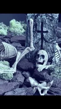 Ancient tomb cursed with dark magic houses skeletal remains of those who dared Stock Photos