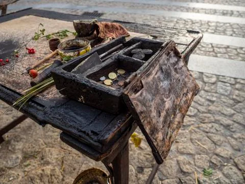 The ancient tools of a painter Stock Photos