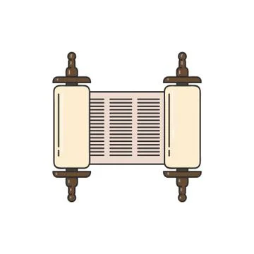 Ancient torah scripts scrolls cartoon icon sketch vector illustration isolated. Stock Illustration
