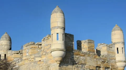 Ancient tower on a background of blue sky Stock Footage 59107055