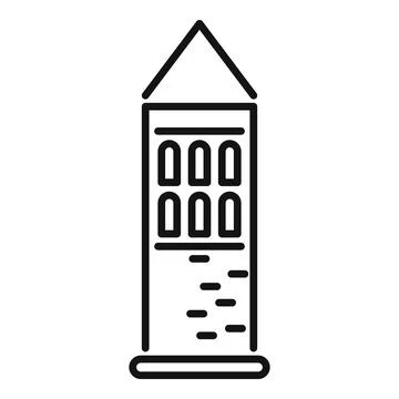Ancient tower building with windows standing tall line icon Ilustración de archivo