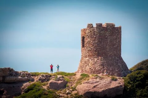 Ancient tower on the coast Stock Photos