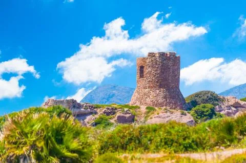 Ancient tower on the coast Stock Photos