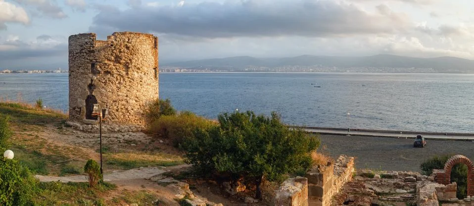 Ancient tower in Nesebar Stock Photos