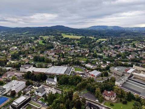 Ancient Town Center With Rooftops Captured, Panoramic Perspective Highlight.. Photos