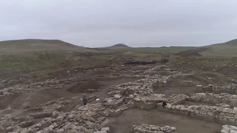 Ancient town excavations of archaeologists. Stock Footage 104181786