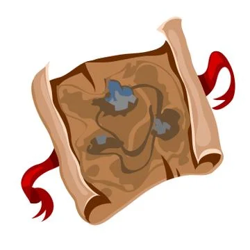 The ancient treasure map is corrupted. Vector illustration. Stock Illustration