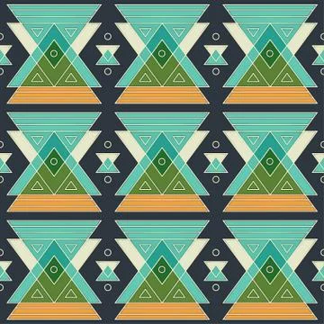 Ancient triangle geometric seamless pattern Stock Illustration