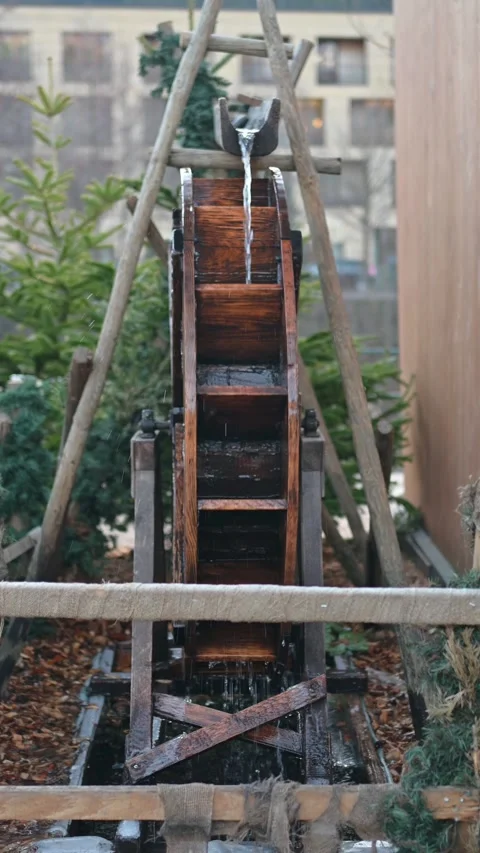 Ancient turning water mill Stock Footage 301337025