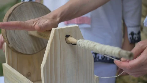 Ancient Twitching Rope for Loom Stock Footage 92921682