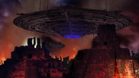 Ancient UFO War Stock Footage 47938871