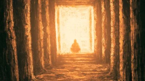 Ancient unknown temple of destiny. Orange color Stock Photos