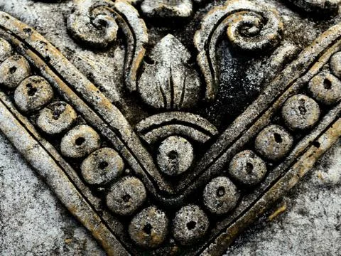 Ancient V Shape Asian Stone Carving Pattern Textured Background 写真素材