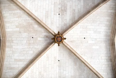 Ancient vaulted brick ceiling 스톡 사진