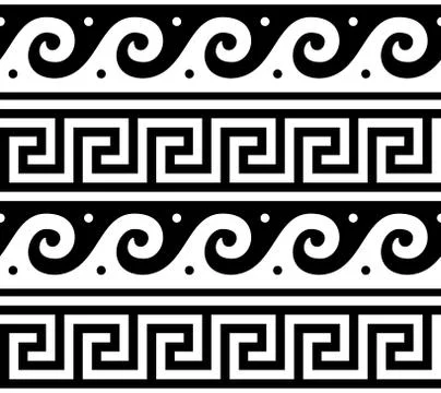 Ancient vector Greek seamless pattern - waves and key pattern form Greece Illustrazione stock