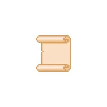 Ancient vertical parchment roll, old beige paper blank scroll pixel art, vector Stock Illustration