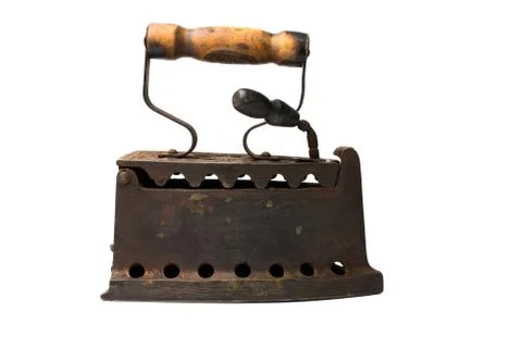 Ancient vintage rusty iron isolated over white background Stock Photos