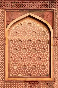 Ancient wall decorative elements of Taj Mahal, ancient wall decorations dep.. Stock Photos