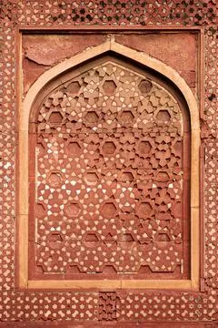 Ancient wall decorative elements of Taj Mahal, ancient wall decorations dep.. Stock Photos