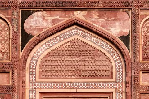 Ancient wall decorative elements of Taj Mahal, ancient wall decorations dep.. Stock Photos