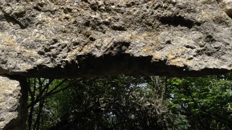 Ancient wall in the forest at Mangup Kale - Crimea , Russia Stock Footage 73717280