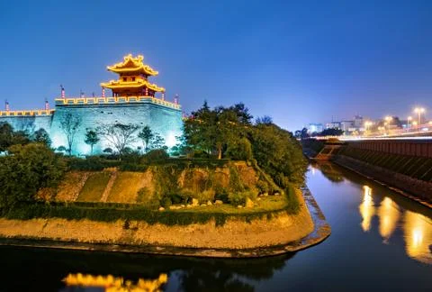 Ancient wall night view Stock Photos
