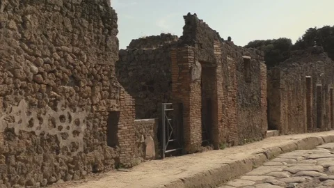 Ancient Walls and Roads inside Pompeii Video stock 82003647