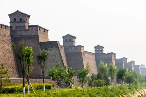 The ancient walls protecting the Old city of Pingyao, Shanxi province, China Stock Photos