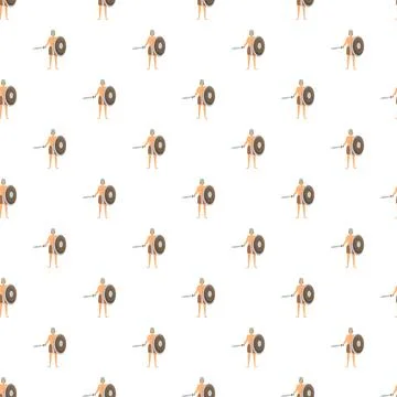 Ancient warrior pattern with shield and spear Stock Illustration