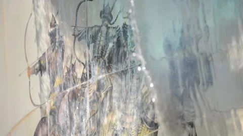 Ancient Warriors on a Fountain Stock Footage 60649988