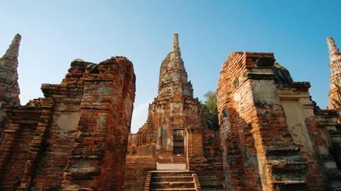 Ancient Wat Chaiwatthanaram a buddhist temple in Ayutthaya, Thailand. UNESCO Stock Footage 321697853
