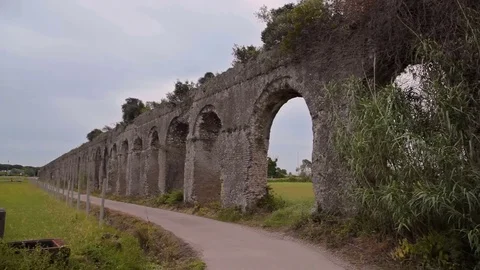 Ancient water pipe in the field Stock Footage 75308792