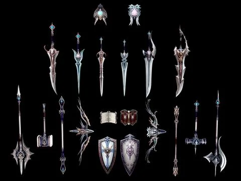 Ancient weapon collection of war Stock Photos
