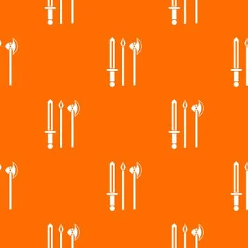 Ancient weapon sword, pick and axe pattern seamless Stock Illustration